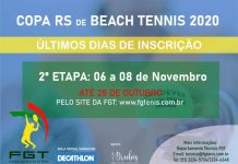 2ª etapa – Copa RS de Beach Tennis 2020 – Inscrições estão abertas pelo site da FGT