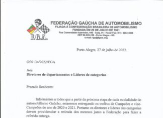 Ofício Diretores de Modalidades e Lideres de Categorias